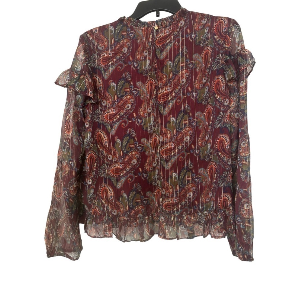 MODCLOTH Moon Orchid Affinity for Finery Long Sleeve Ruffle Top NWT - Picture 3 of 8